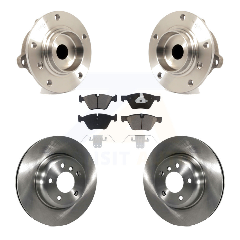 Front Hub Bearing Assembly With Disc Brake Rotors And Ceramic Pads Kit For 2011 BMW 528i Without Performance Brakes 330mm Diameter Rotor KBB-121904 by Transit Auto