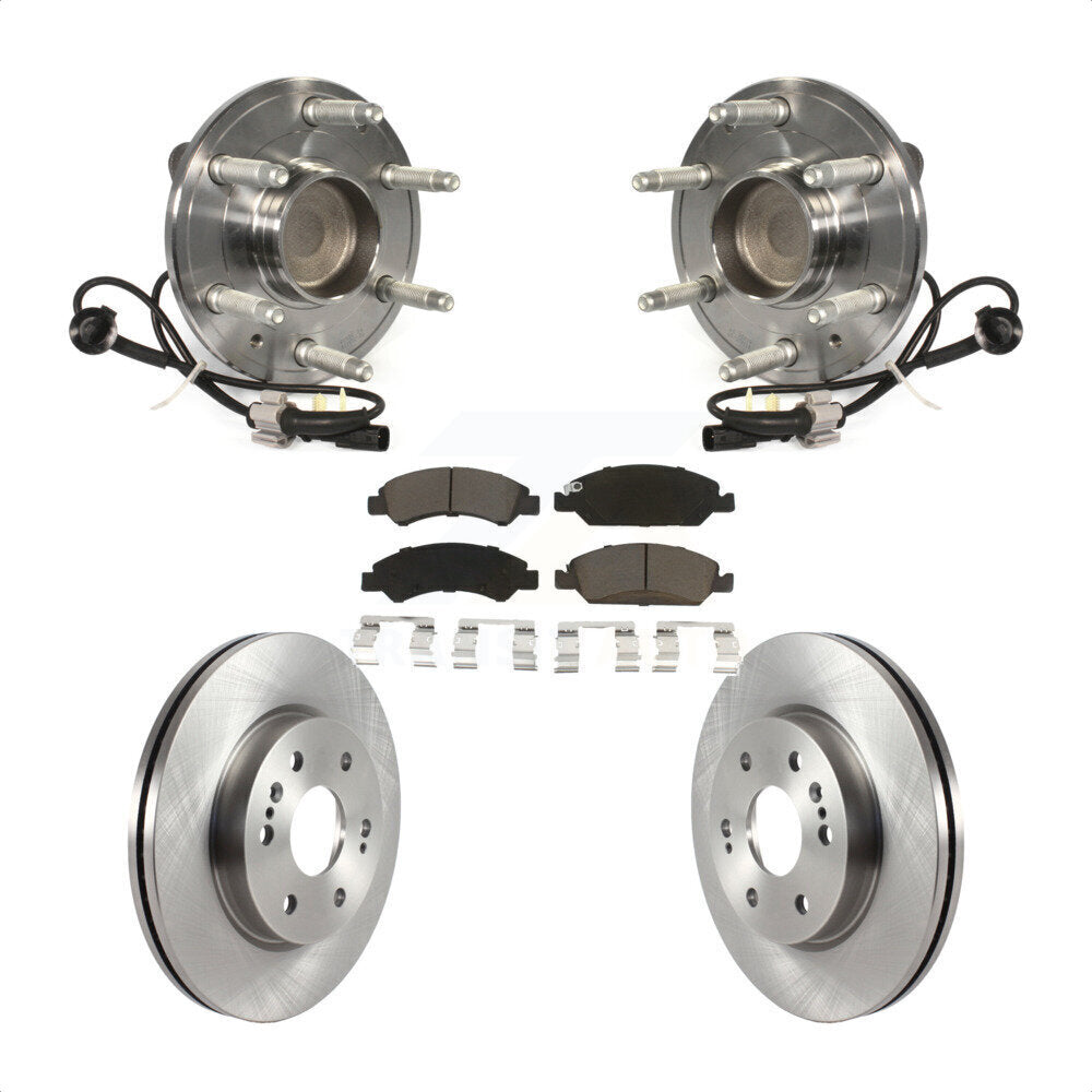 Front Hub Bearing Assembly With Disc Brake Rotors And Ceramic Pads Kit For 2019 Chevrolet Silverado 1500 LD RWD 4 Piston Caliper KBB-121922 by Transit Auto