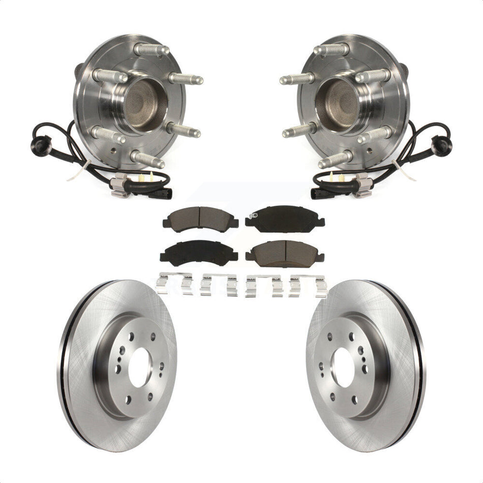 Front Hub Bearing Assembly With Disc Brake Rotors And Ceramic Pads Kit For 2019 Chevrolet Silverado 1500 LD RWD 4 Piston Caliper KBB-121922 by Transit Auto