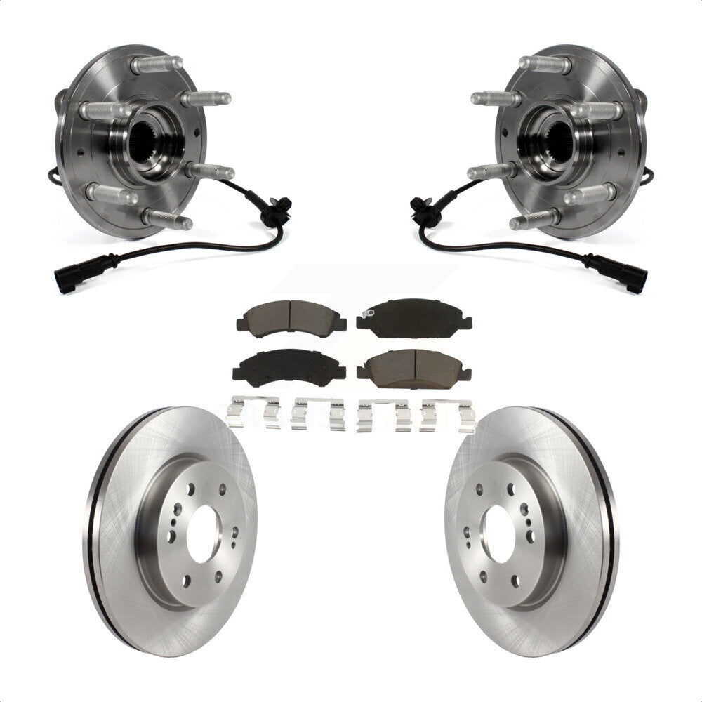 Front Hub Bearing Assembly With Disc Brake Rotors And Ceramic Pads Kit For 2019 Chevrolet Silverado 1500 LD 4WD 4 Piston Caliper KBB-121923 by Transit Auto