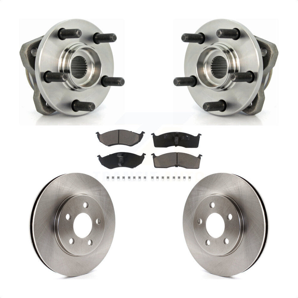 Front Hub Bearing Assembly With Disc Brake Rotors And Ceramic Pads Kit For Dodge Grand Caravan Chrysler Town & Country Plymouth Voyager 14" Factory Wheels KBB-121997 by Transit Auto