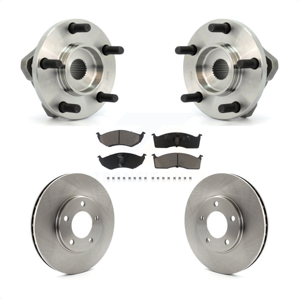 Front Hub Bearing Assembly With Disc Brake Rotors And Ceramic Pads Kit For 1996-1996 Dodge Grand Caravan Plymouth Chrysler Town & Country Voyager 15" Factory Wheels KBB-121998 by Transit Auto
