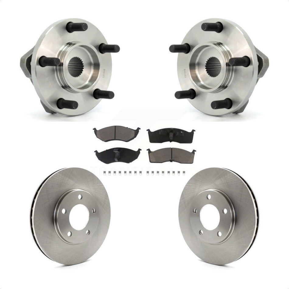 Front Hub Bearing Assembly With Disc Brake Rotors And Ceramic Pads Kit For 1996-1996 Dodge Grand Caravan Plymouth Chrysler Town & Country Voyager 15" Factory Wheels KBB-121998 by Transit Auto