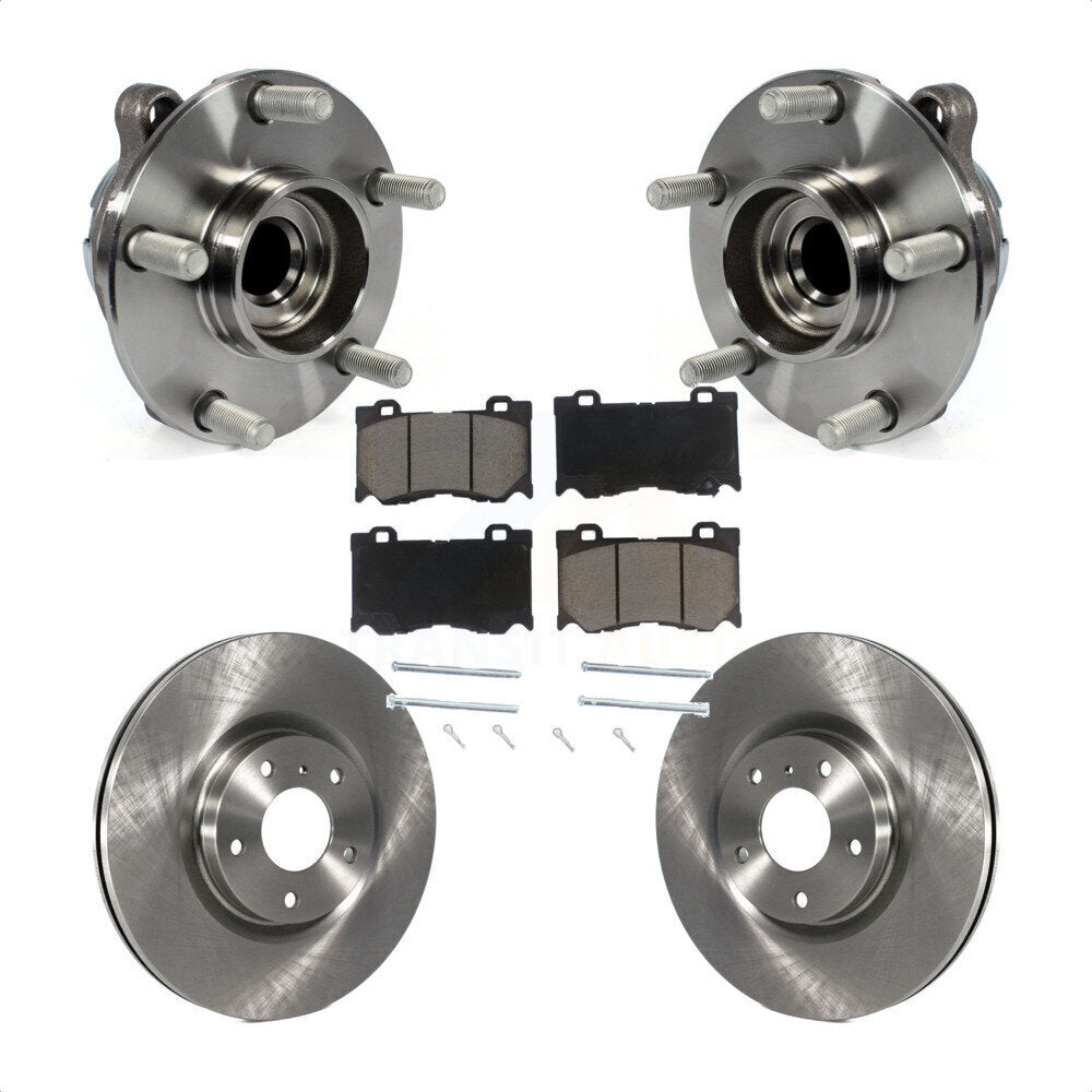 Front Hub Bearing Assembly With Disc Brake Rotors And Ceramic Pads Kit For 2017-2018 INFINITI Q70 Hybrid with RWD Sport Package KBB-122062 by Transit Auto