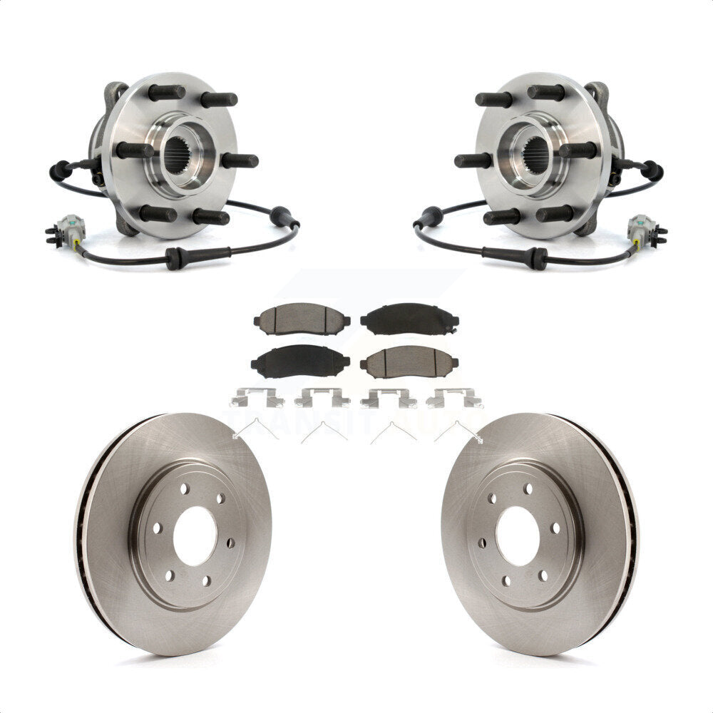 Front Hub Bearing Assembly With Disc Brake Rotors And Ceramic Pads Kit For Nissan Frontier 4WD with 2.5L KBB-122103 by Transit Auto