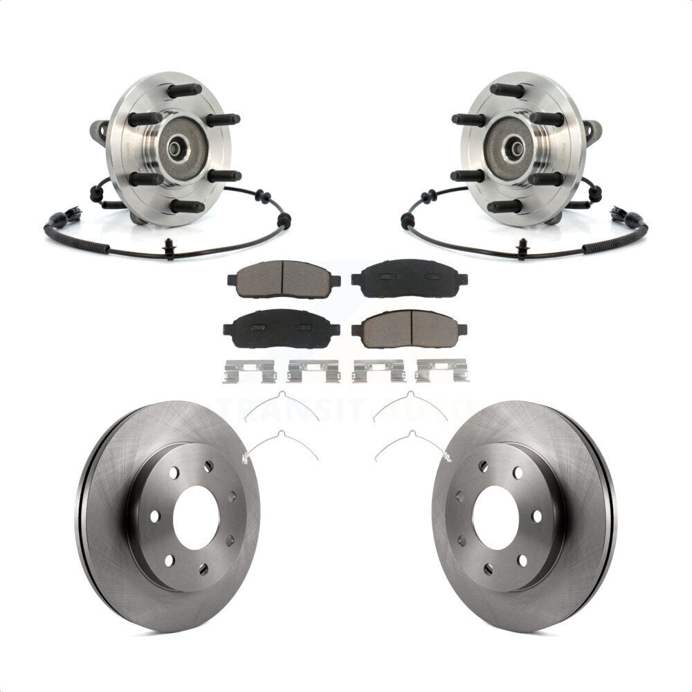 Front Hub Bearing Assembly With Disc Brake Rotors And Ceramic Pads Kit For 2006-2008 Lincoln Mark LT 4WD 7 Lug Wheels KBB-122144 by Transit Auto