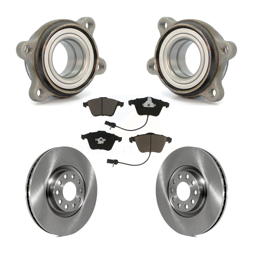 Front Hub Bearing Assembly With Disc Brake Rotors And Ceramic Pads Kit For Audi A4 Quattro KBB-122184 by Transit Auto