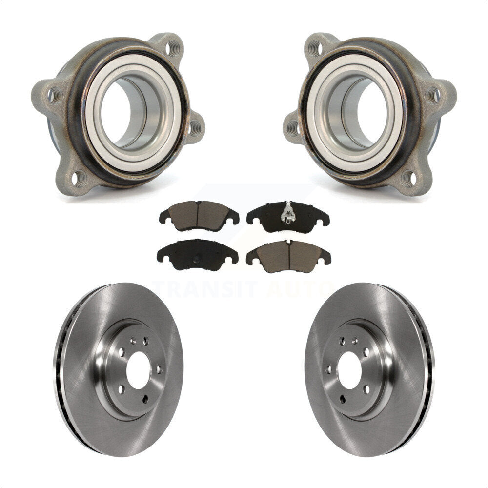 Front Hub Bearing Assembly With Disc Brake Rotors And Ceramic Pads Kit For 2009 Audi A4 Sedan 85mm Pilot Diameter KBB-122185 by Transit Auto