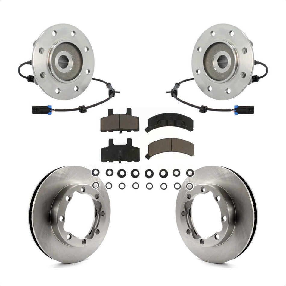 Front Hub Bearing Assembly With Disc Brake Rotors And Ceramic Pads Kit For 1999-2000 GMC K2500 6 Lug Wheels KBB-122202 by Transit Auto