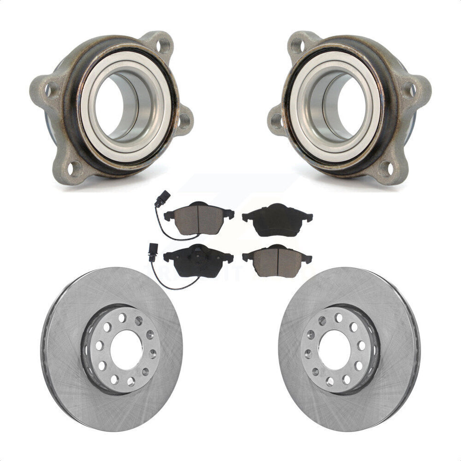 Front Hub Bearing Assembly With Disc Brake Rotors And Ceramic Pads Kit For Audi A4 Quattro A6 288mm Diameter Rotor KBB-122363 by Transit Auto