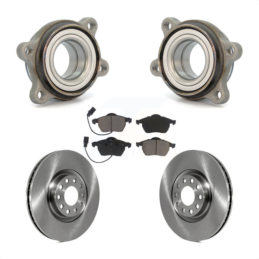 Front Hub Bearing Assembly With Disc Brake Rotors And Ceramic Pads Kit For 2000 Audi A6 Quattro 320mm Diameter Rotor KBB-122364 by Transit Auto