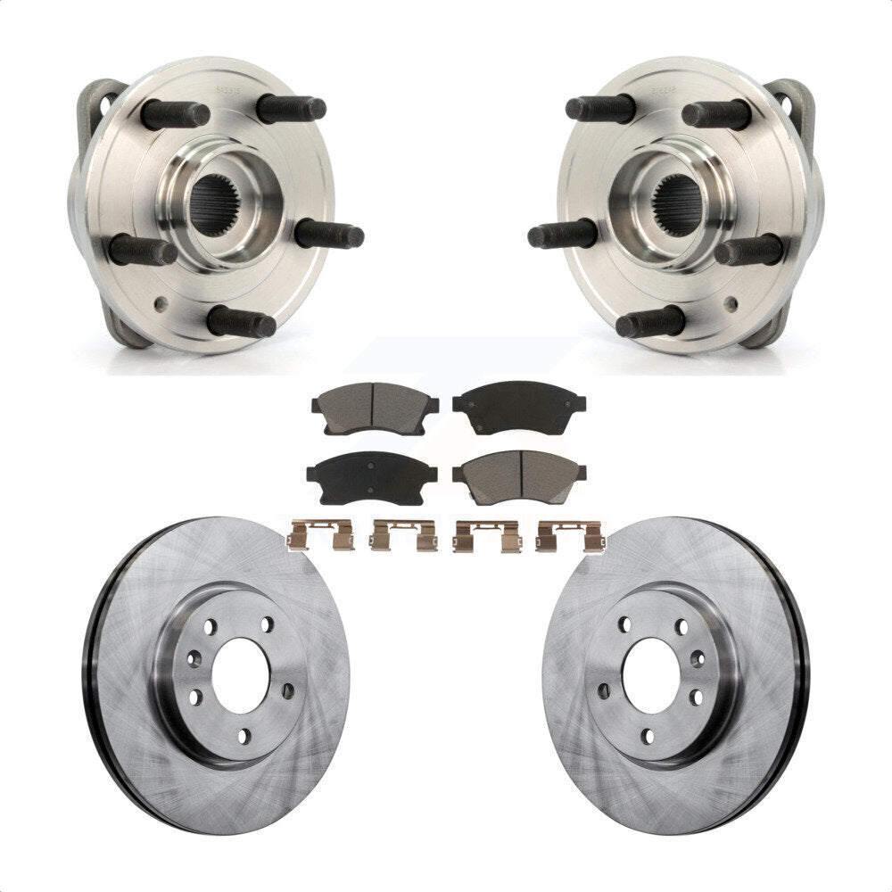 Front Hub Bearing Assembly With Disc Brake Rotors And Ceramic Pads Kit For 2014-2015 Chevrolet Cruze DIESEL engine 15" Factory Wheels KBB-122405 by Transit Auto