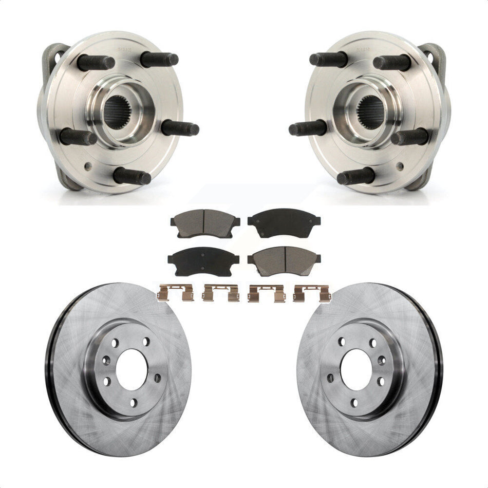 Front Hub Bearing Assembly With Disc Brake Rotors And Ceramic Pads Kit For 2014-2015 Chevrolet Cruze DIESEL engine 15" Factory Wheels KBB-122405 by Transit Auto