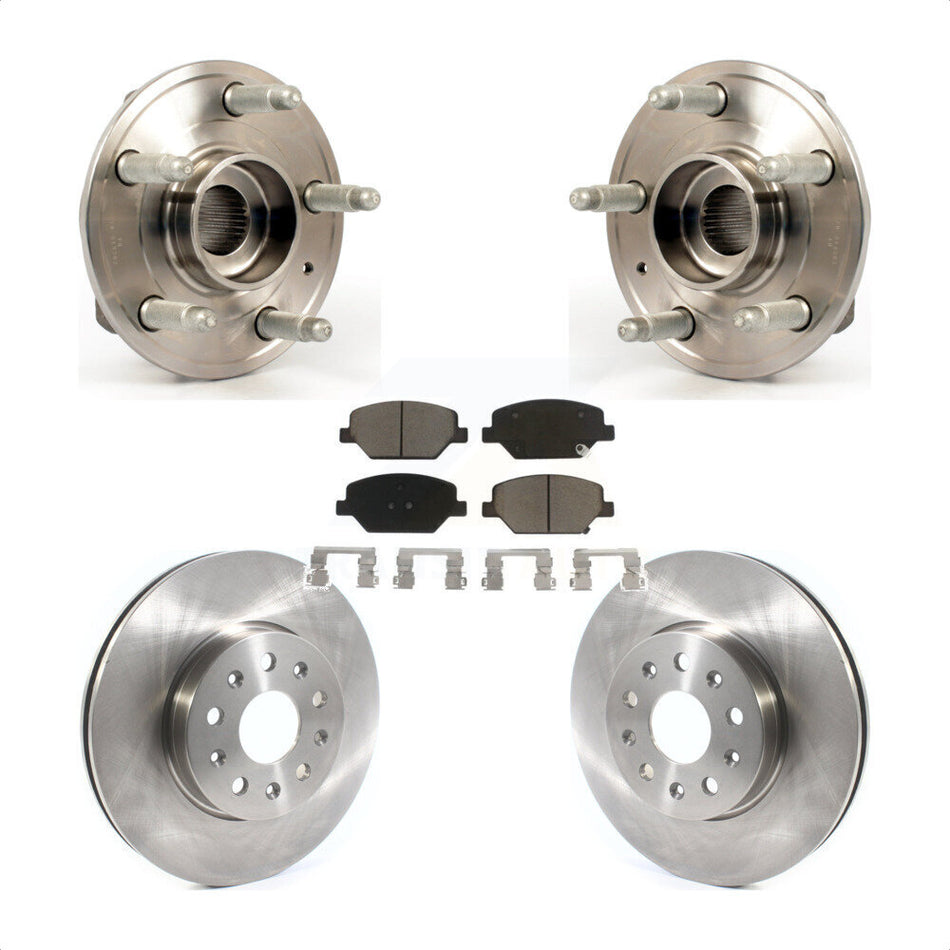 Front Hub Bearing Assembly With Disc Brake Rotors And Ceramic Pads Kit For 2016 Chevrolet Camaro LT with 3.6L 2.0L Without Brembo Calipers KBB-122445 by Transit Auto