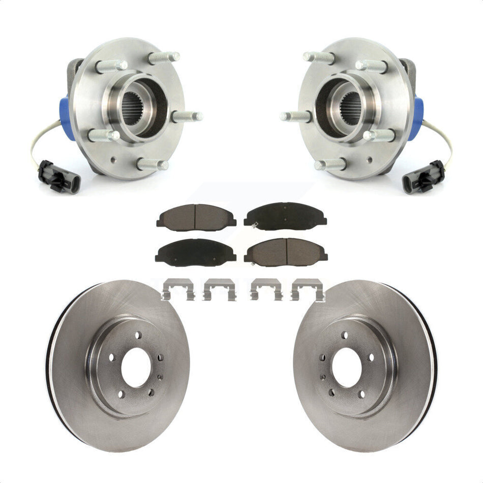 Front Hub Bearing Assembly Brake Rotor Pads Kit For 2009-2010 Cadillac STS AWD With 316mm Diameter Performance Brakes or Base KBB-122473 by Transit Auto