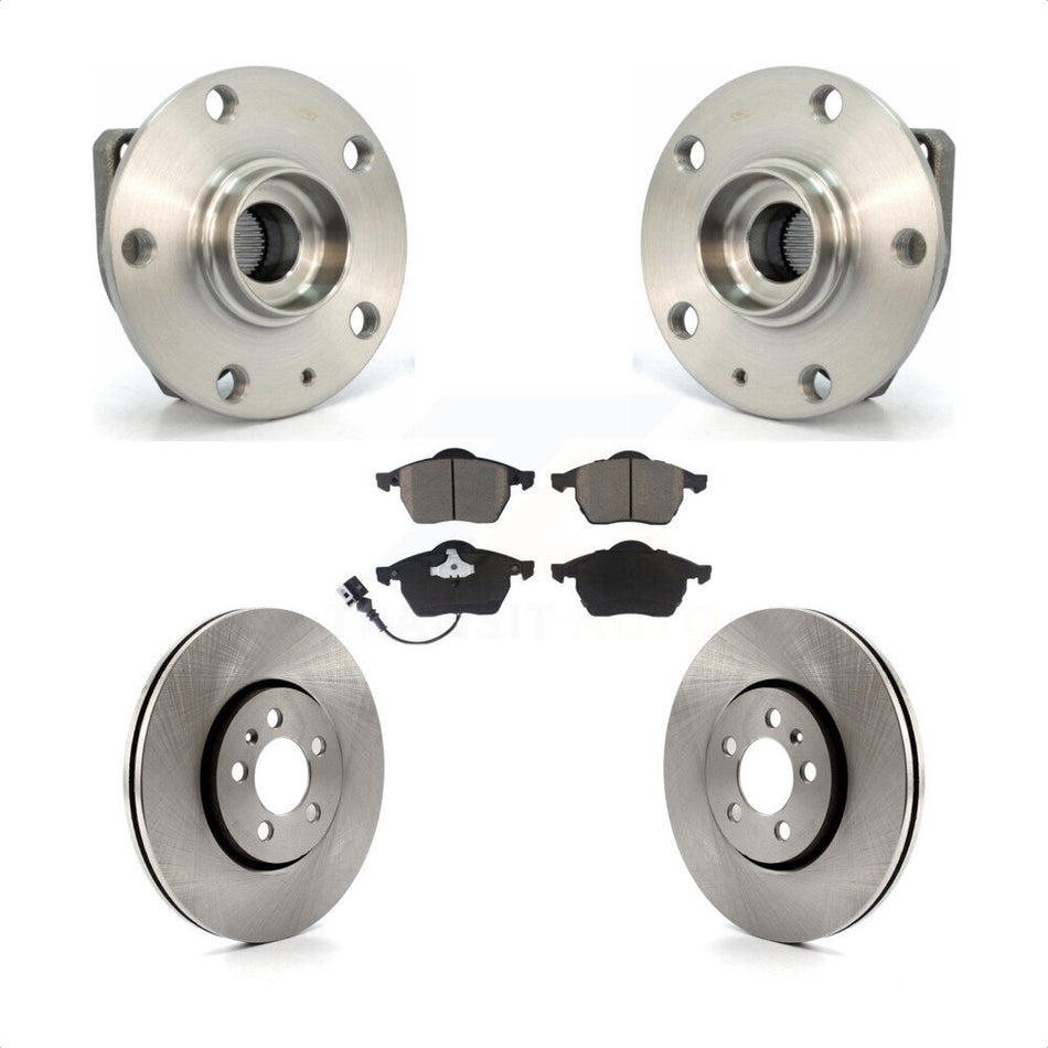 Front Hub Bearing Assembly With Disc Brake Rotors And Ceramic Pads Kit For 2006 Volkswagen Golf 1.8L KBB-122488 by Transit Auto