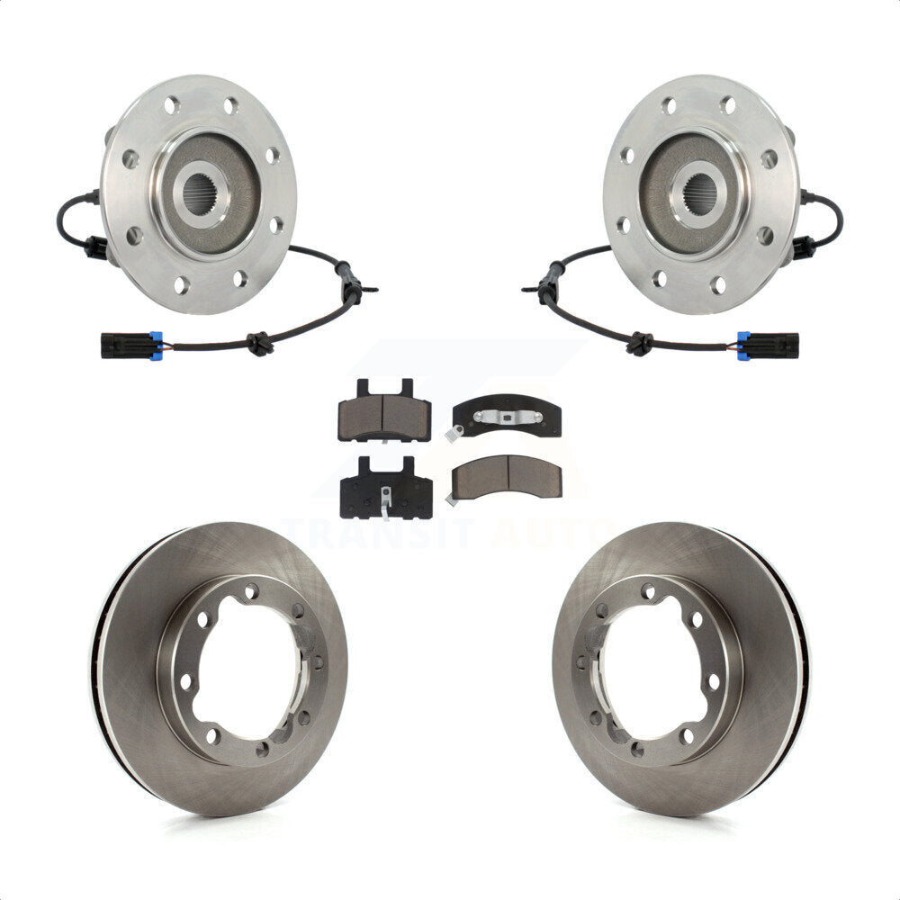 Front Hub Bearing Assembly With Disc Brake Rotors And Ceramic Pads Kit For 1995-1995 K3500 Chevrolet GMC Dual Rear Wheels KBB-122521 by Transit Auto