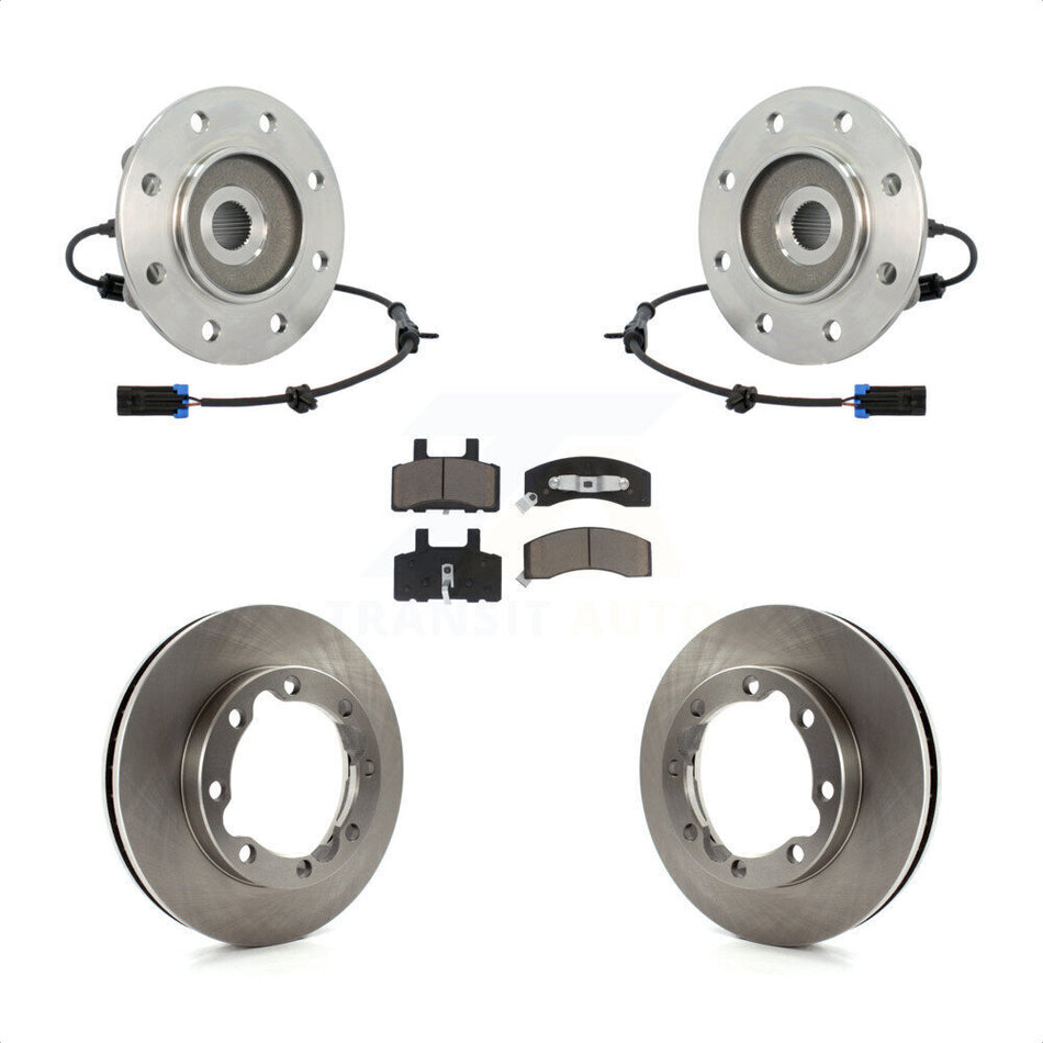 Front Hub Bearing Assembly With Disc Brake Rotors And Ceramic Pads Kit For 1995-1995 K3500 Chevrolet GMC Dual Rear Wheels KBB-122521 by Transit Auto