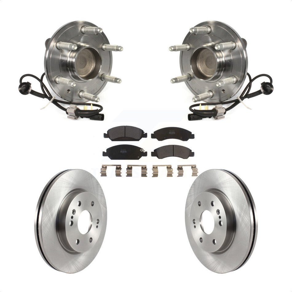Front Hub Bearing Assembly With Disc Brake Rotors And Semi-Metallic Pads Kit For 2019 Chevrolet Silverado 1500 LD RWD 4 Piston Caliper KBB-122529 by Transit Auto