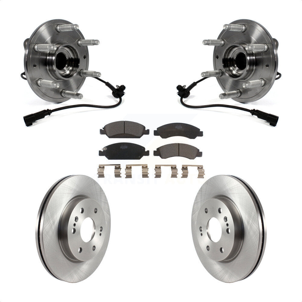 Front Hub Bearing Assembly With Disc Brake Rotors And Ceramic Pads Kit For 2019 Chevrolet Silverado 1500 LD 4WD 4 Piston Caliper KBB-122553 by Transit Auto
