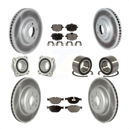 Front Rear Wheel Hub Bearings Assembly Coated Disc Brake Rotors And Semi-Metallic Pads Kit (10Pc) For 2011-2012 BMW 550i xDrive KBB-122609 by Transit Auto