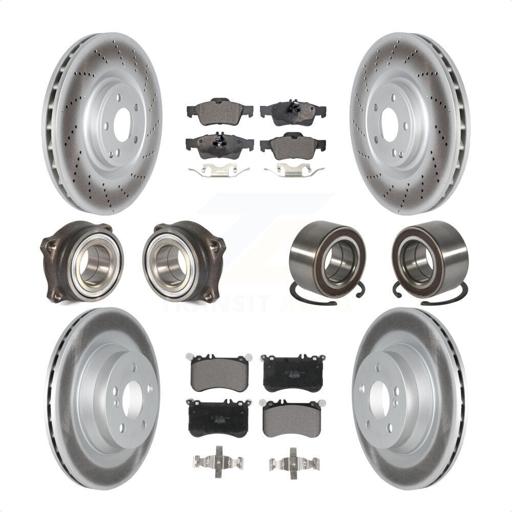 Front Rear Wheel Hub Bearings Assembly Coated Disc Brake Rotors And Ceramic Pads Kit (10Pc) For 2012-2016 Mercedes-Benz CLS550 KBB-122624 by Transit Auto