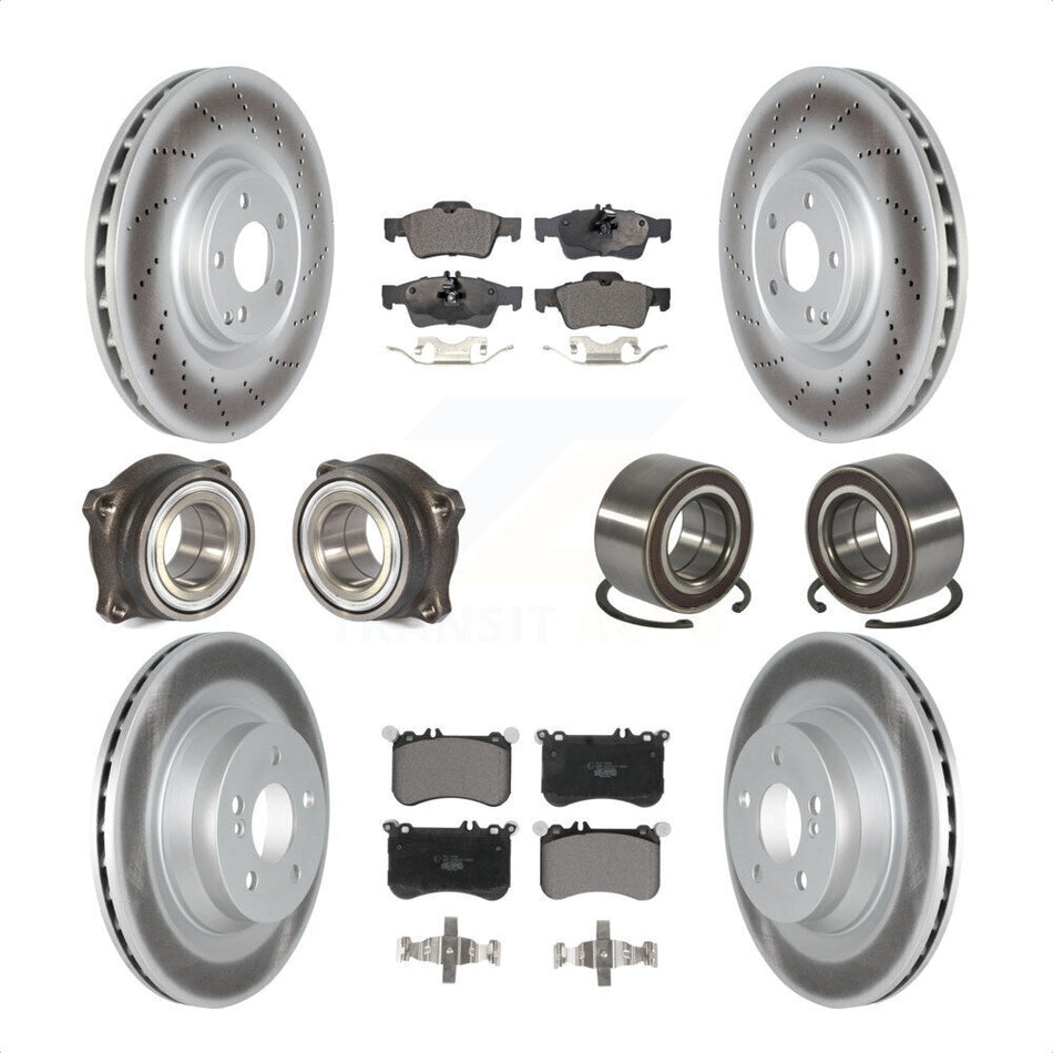 Front Rear Wheel Hub Bearings Assembly Coated Disc Brake Rotors And Ceramic Pads Kit (10Pc) For 2012-2016 Mercedes-Benz CLS550 KBB-122624 by Transit Auto