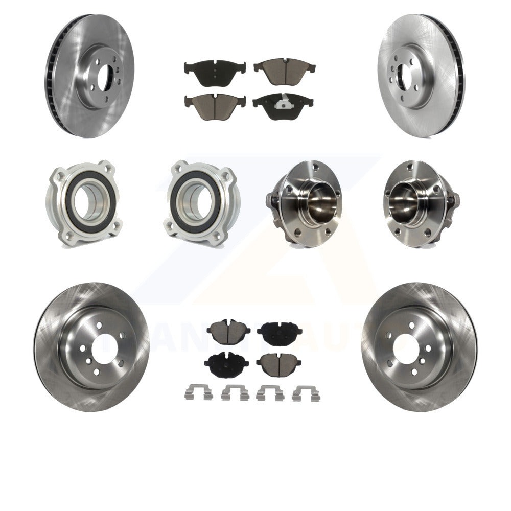 Front Rear Hub Bearings Assembly Disc Brake Rotors And Ceramic Pads Kit (10Pc) For 2011-2013 BMW 535i With 330mm Diameter Rotor KBB-122650 by Transit Auto