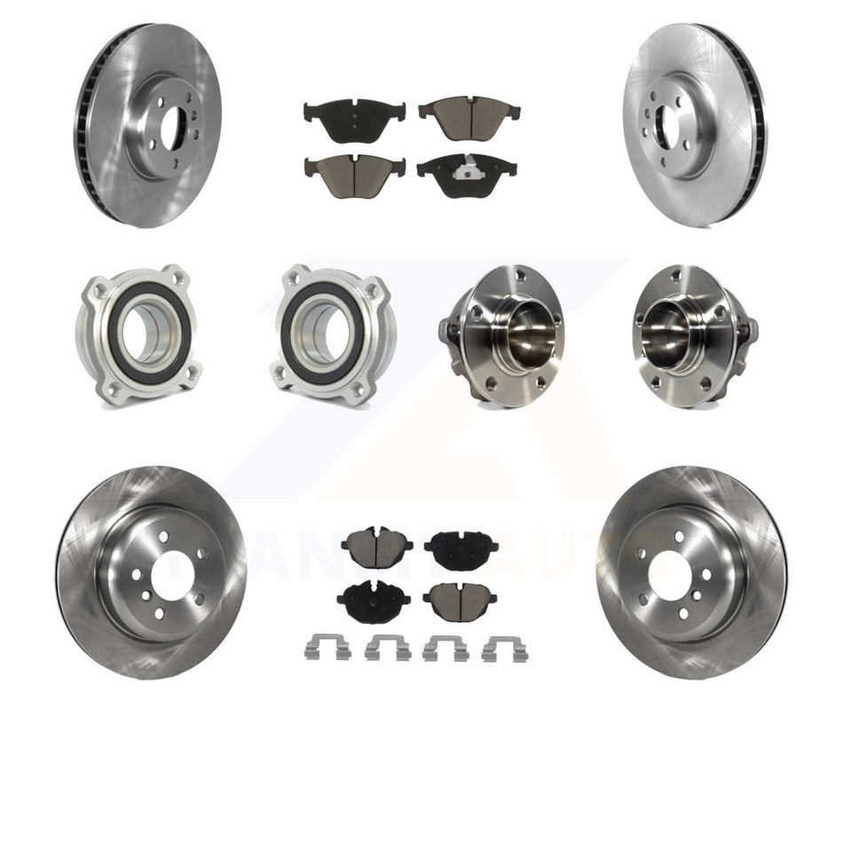 Front Rear Hub Bearings Assembly Disc Brake Rotors And Ceramic Pads Kit (10Pc) For 2011-2013 BMW 535i With 330mm Diameter Rotor KBB-122650 by Transit Auto