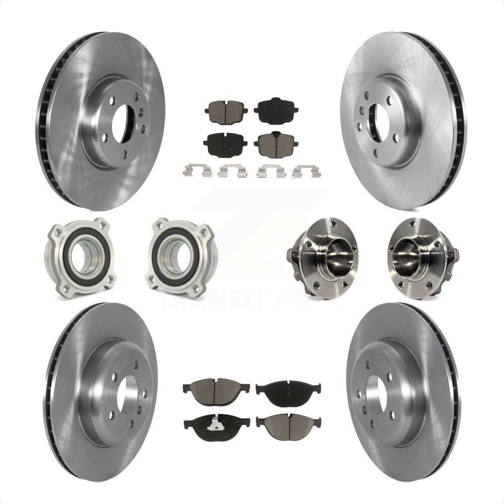 Front Rear Hub Bearings Assembly Disc Brake Rotors And Ceramic Pads Kit (10Pc) For 2011-2012 BMW 550i KBB-122652 by Transit Auto