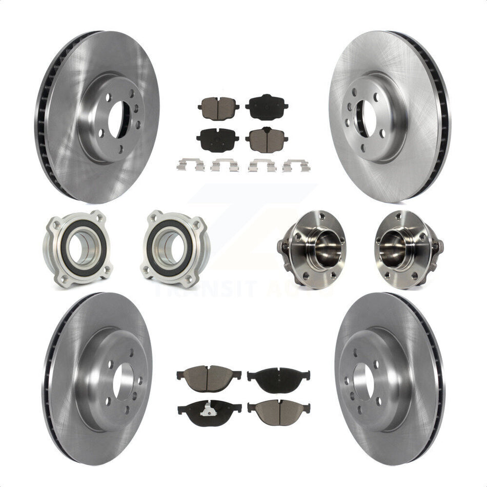 Front Rear Hub Bearings Assembly Disc Brake Rotors And Ceramic Pads Kit (10Pc) For 2011-2012 BMW 550i KBB-122652 by Transit Auto
