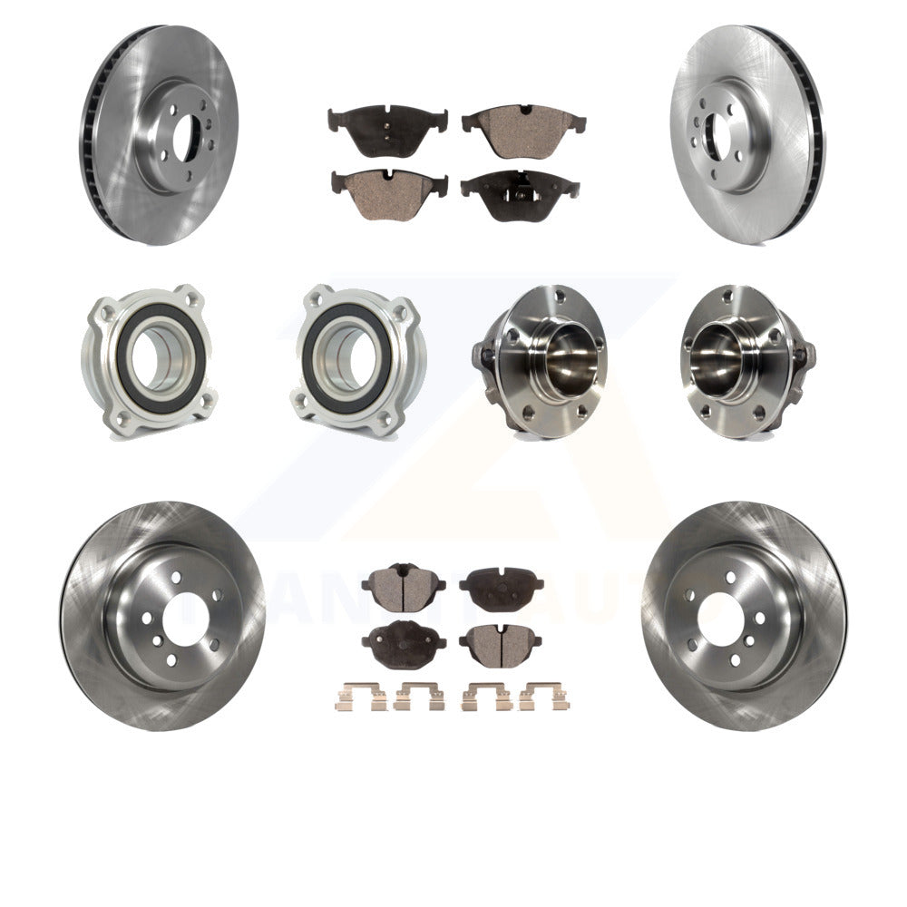 Front Rear Hub Bearings Assembly Disc Brake Rotors And Semi-Metallic Pads Kit (10Pc) For 2011-2013 BMW 535i With 330mm Diameter Rotor KBB-122666 by Transit Auto