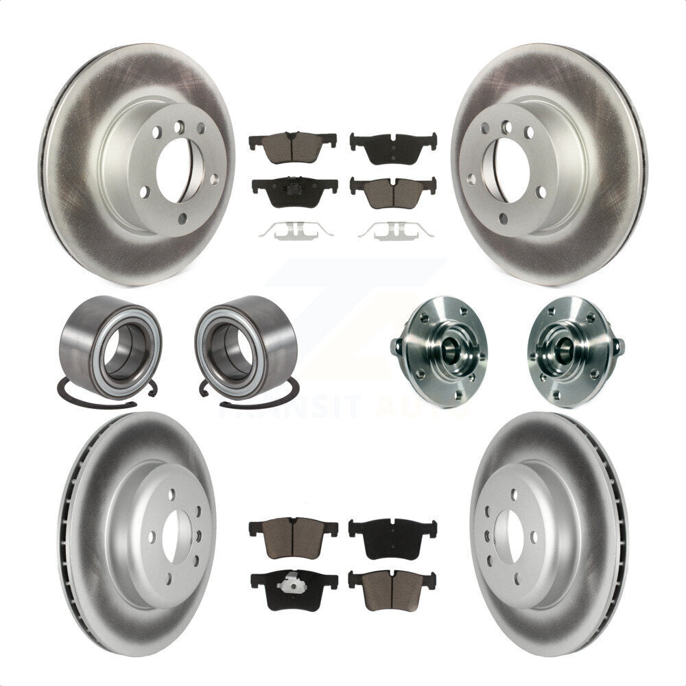Front Rear Wheel Hub Bearings Assembly Coated Disc Brake Rotors And Ceramic Pads Shoes Kit (10Pc) For 2016 BMW 328i GT xDrive With Blue Painted Calipers KBB-122731 by Transit Auto