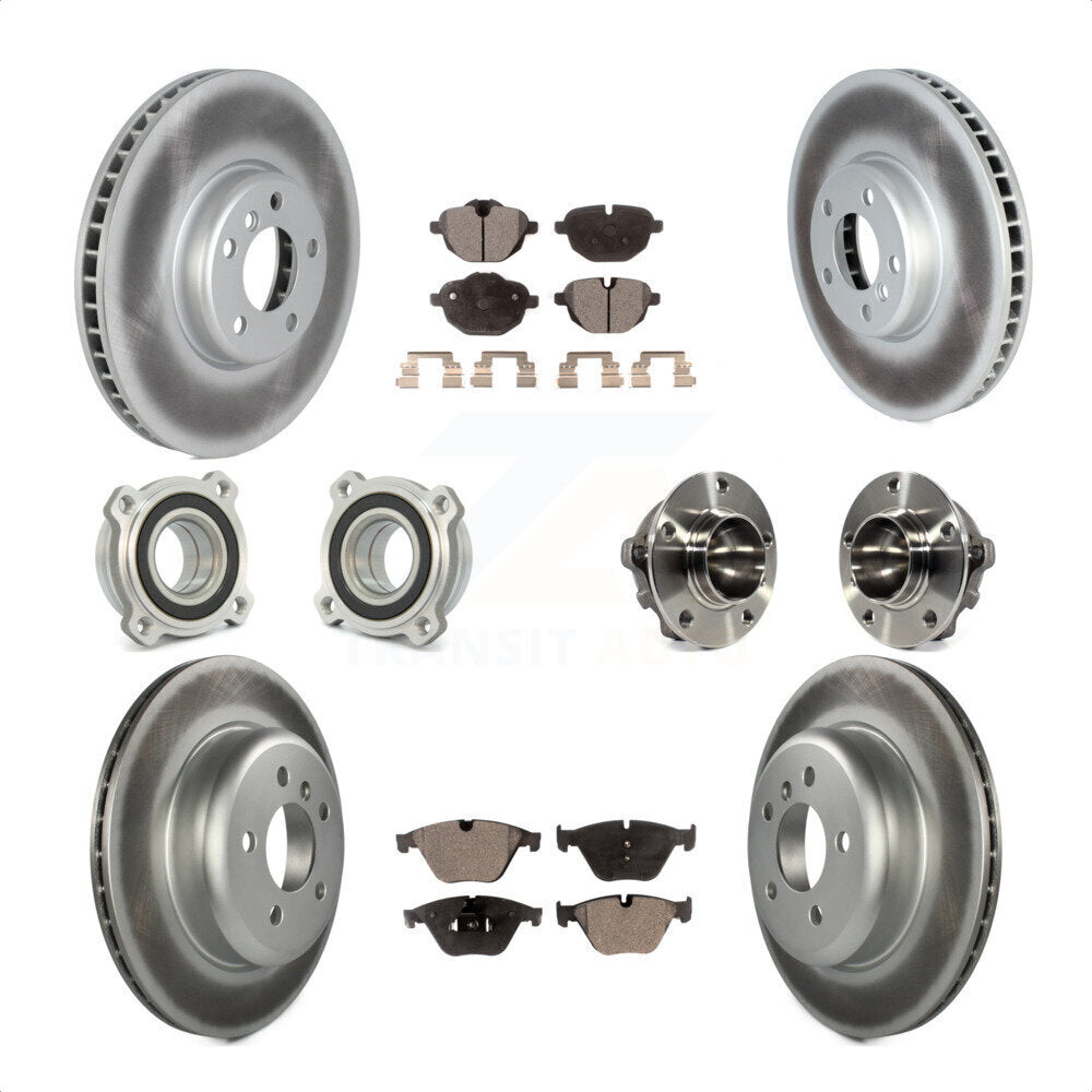 Front Rear Hub Bearings Assembly Coated Disc Brake Rotors And Ceramic Pads Kit (10Pc) For 2011-2013 BMW 535i With 330mm Diameter Rotor KBB-122819 by Transit Auto