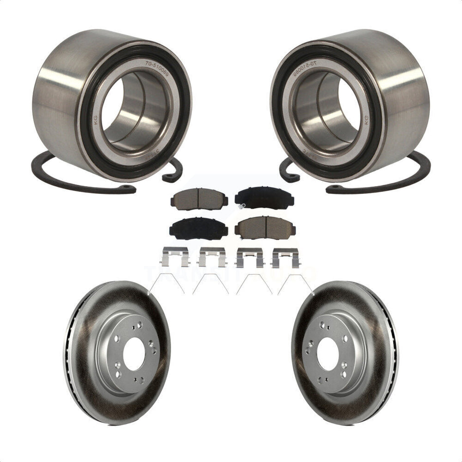 Front Wheel Bearing With Coated Disc Brake Rotors And Ceramic Pads Kit For Honda Civic KBB-122937 by Transit Auto