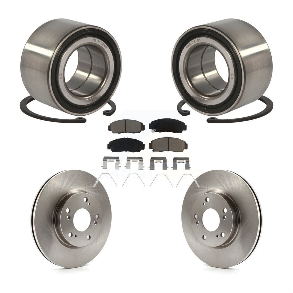 Front Wheel Bearing With Disc Brake Rotors And Ceramic Pads Kit For Honda Civic KBB-122949 by Transit Auto