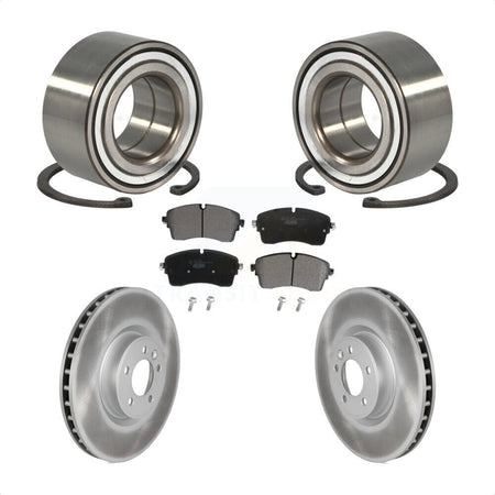 Front Wheel Bearing With Coated Disc Brake Rotors And Ceramic Pads Kit For 2018-2019 Land Rover Range HSE with DIESEL engine Dual Piston Caliper KBB-123023 by Transit Auto