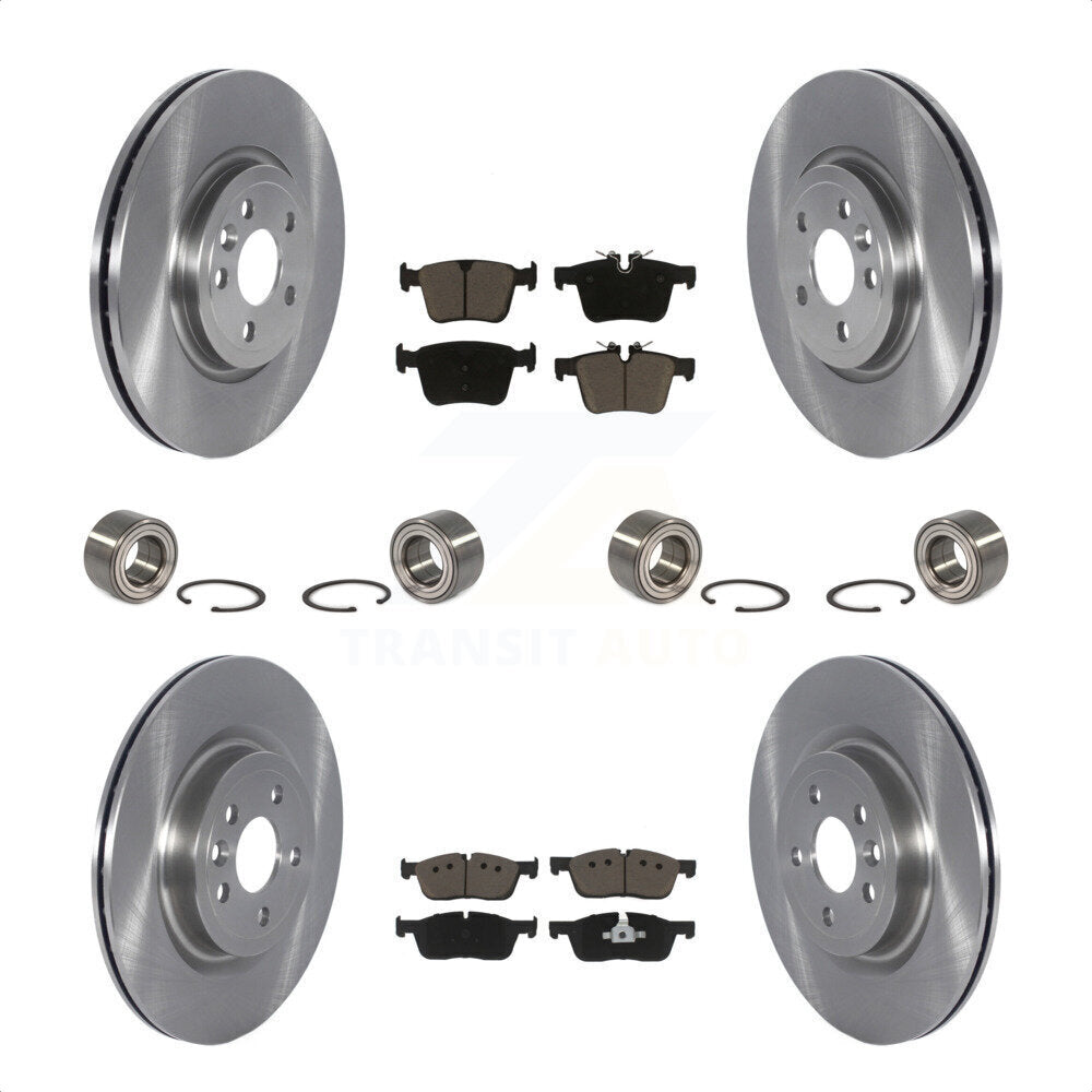Front Rear Wheel Bearings Disc Brake Rotors And Ceramic Pads Kit (10Pc) For 2018 Land Rover Range Velar 2.0L With 325mm Diameter Rotor Vented KBB-123146 by Transit Auto