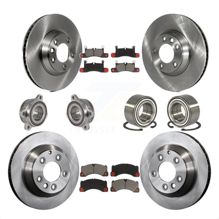 Front Rear Wheel Hub Bearings Assembly Disc Brake Rotors And Ceramic Pads Kit (10Pc) For 2011-2012 Porsche Cayenne Base With 380mm Diameter Rotor KBB-123154 by Transit Auto
