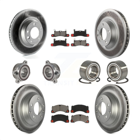 Front Rear Wheel Hub Bearings Assembly Coated Disc Brake Rotors And Ceramic Pads Kit (10Pc) For 2011-2012 Porsche Cayenne Base With 380mm Diameter Rotor KBB-123258 by Transit Auto