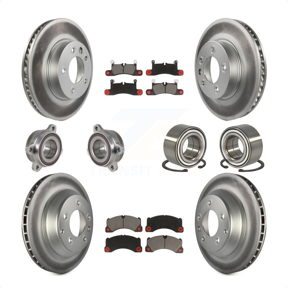 Front Rear Wheel Hub Bearings Assembly Coated Disc Brake Rotors And Ceramic Pads Kit (10Pc) For 2016-2017 Volkswagen Touareg KBB-123259 by Transit Auto