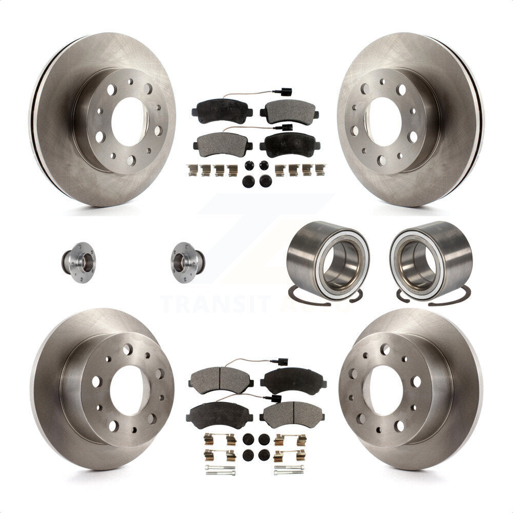 Front Rear Wheel Hub Bearings Assembly Disc Brake Rotors And Ceramic Pads Kit (10Pc) For Ram ProMaster 3500 KBB-123317 by Transit Auto