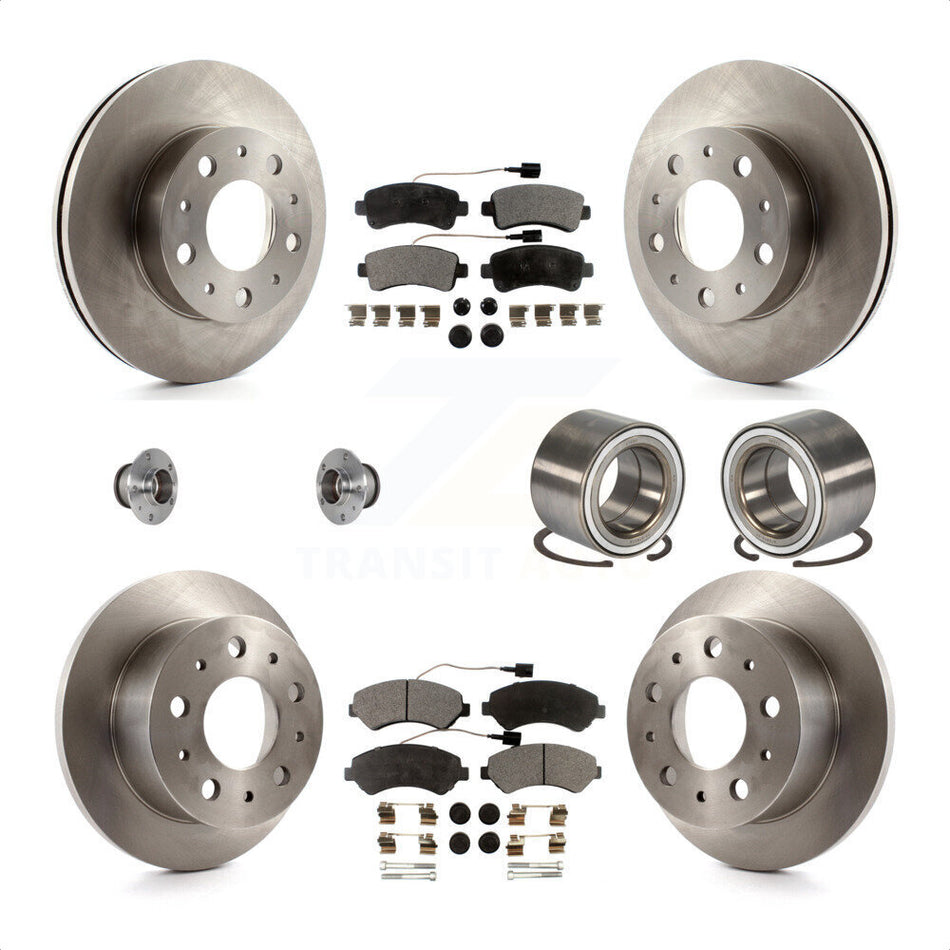 Front Rear Wheel Hub Bearings Assembly Disc Brake Rotors And Ceramic Pads Kit (10Pc) For Ram ProMaster 3500 KBB-123317 by Transit Auto