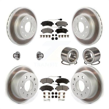 Front Rear Wheel Hub Bearings Assembly Coated Disc Brake Rotors And Semi-Metallic Pads Kit (10Pc) For Ram ProMaster 3500 KBB-123341 by Transit Auto