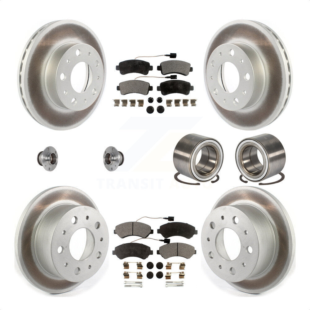 Front Rear Wheel Hub Bearings Assembly Coated Disc Brake Rotors And Ceramic Pads Kit (10Pc) For Ram ProMaster 3500 KBB-123372 by Transit Auto