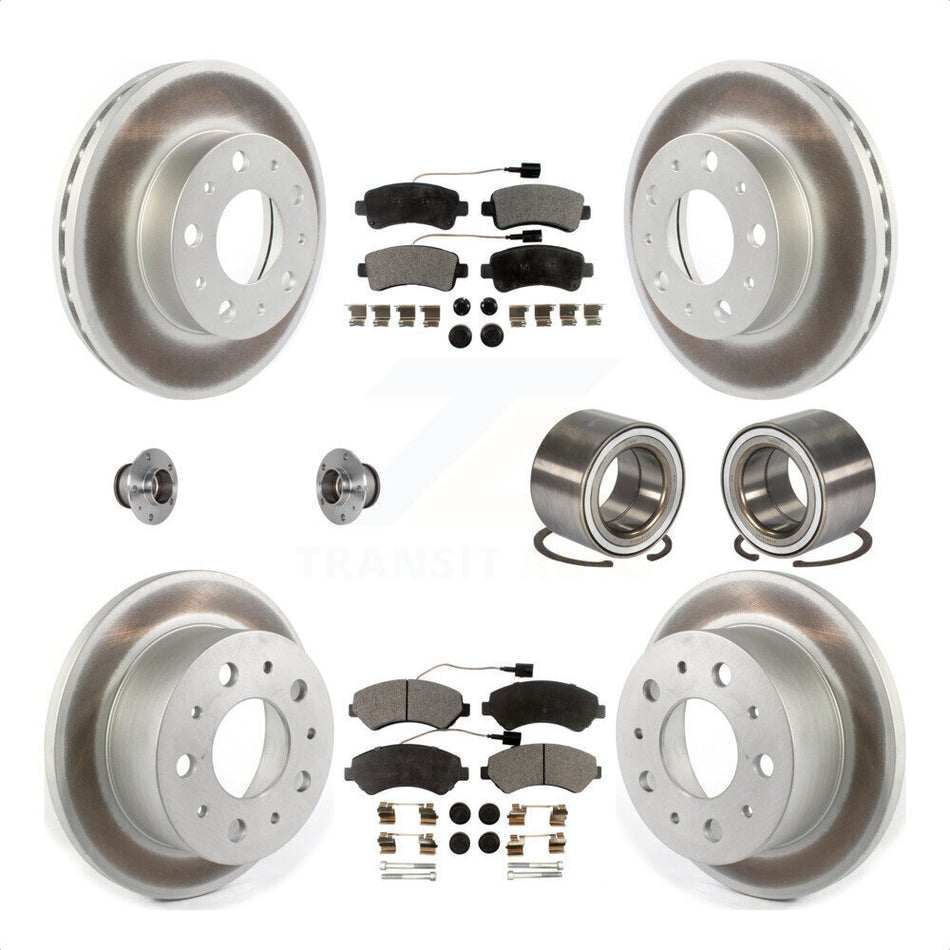 Front Rear Wheel Hub Bearings Assembly Coated Disc Brake Rotors And Ceramic Pads Kit (10Pc) For Ram ProMaster 3500 KBB-123372 by Transit Auto