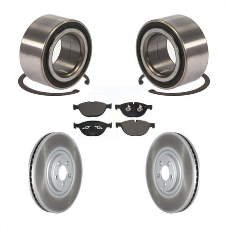 Front Wheel Bearing With Coated Disc Brake Rotors And Ceramic Pads Kit For Jaguar XF XJR XKR XJR575 KBB-123382 by Transit Auto