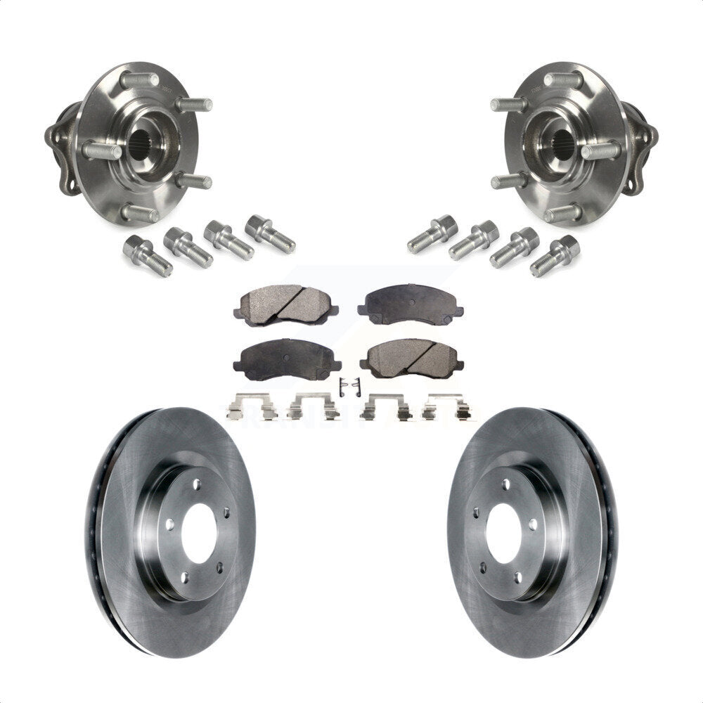 Front Hub Bearing Assembly With Disc Brake Rotors And Ceramic Pads Kit For 2011-2012 Mitsubishi RVR 4WD KBB-123406 by Transit Auto