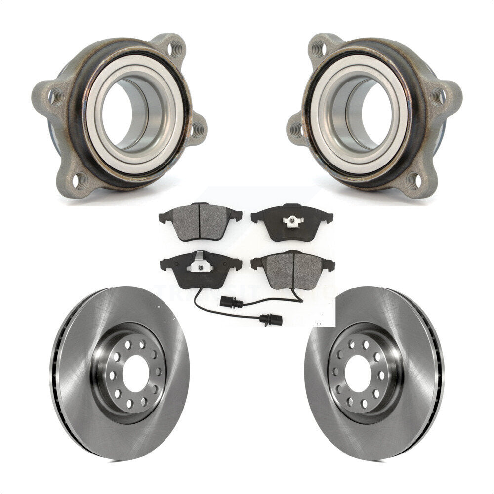 Front Hub Bearing Assembly With Disc Brake Rotors And Semi-Metallic Pads Kit For 2002-2004 Audi A6 Quattro 321mm Diameter Rotor Single Piston Caliper KBB-123422 by Transit Auto