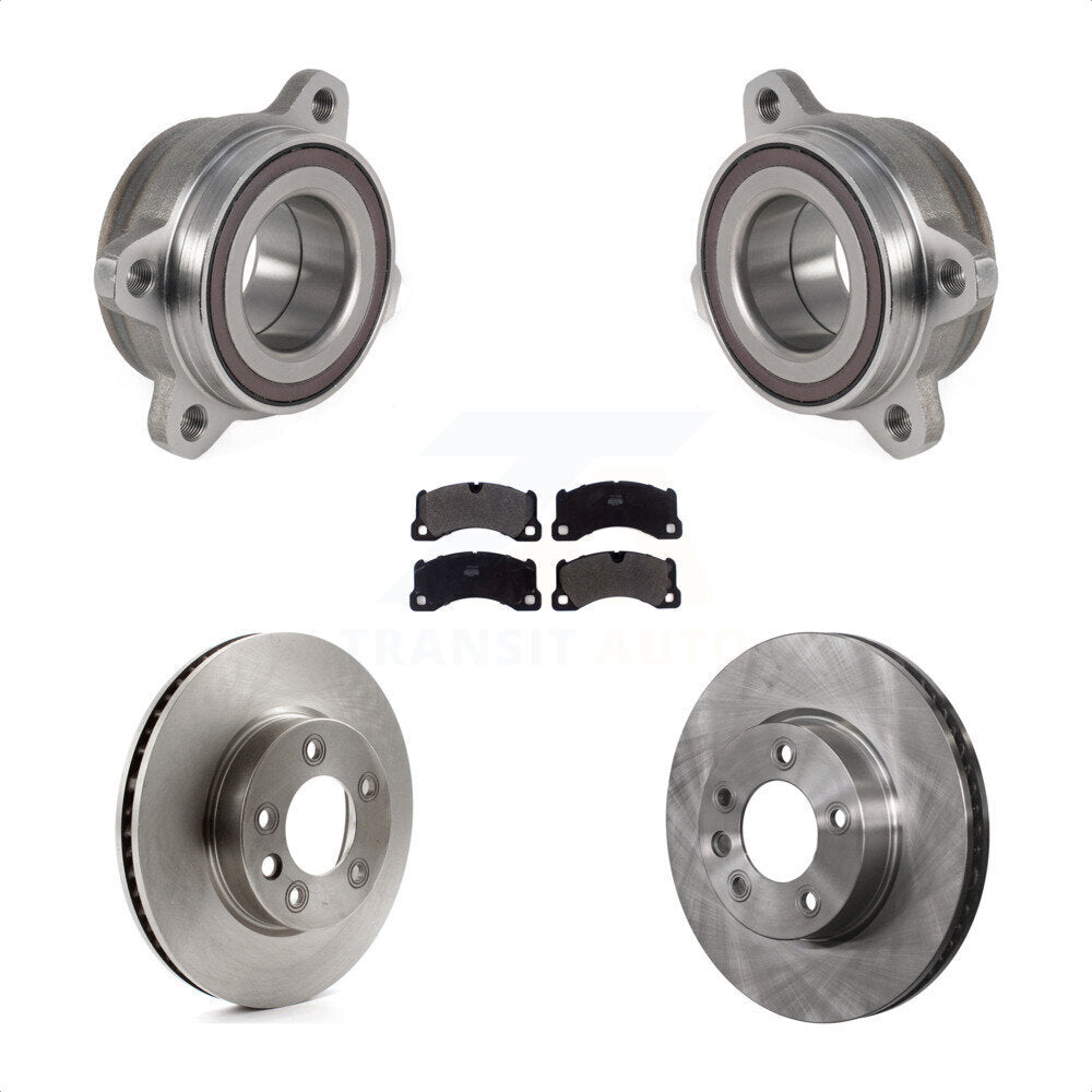 Front Hub Bearing Assembly With Disc Brake Rotors And Semi-Metallic Pads Kit For 2016 Volkswagen Touareg KBB-123424 by Transit Auto